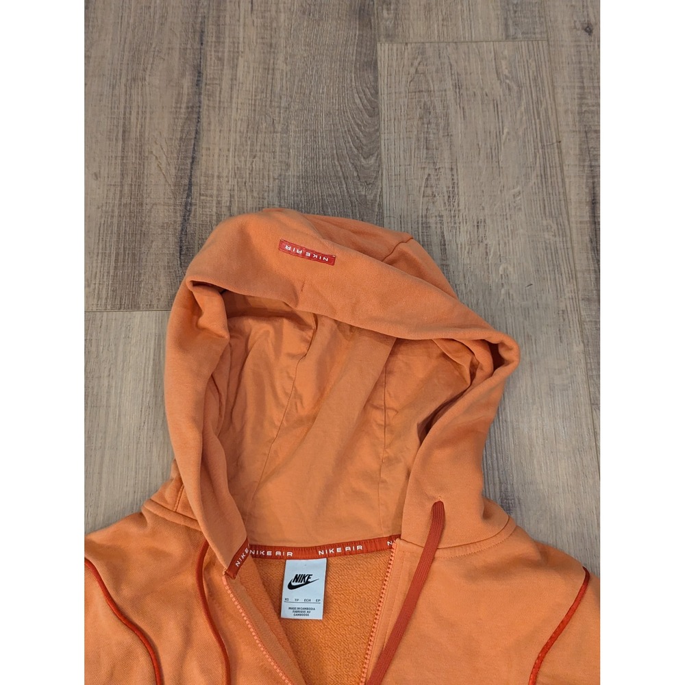 Nike Air Cropped Full Zip Hoodie Womens XS Orange Sweatshirt Y2K Athleisure - Picture 9 of 10